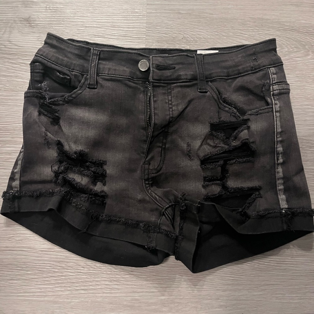 Fashion Nova Charcoal Distressed Jean Shorts